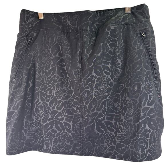 Orvis Black Rose Embossed Golf Tennis Pull On Skort Skirt Size Large - Picture 1 of 7